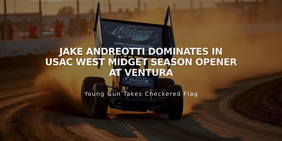 Jake Andreotti Dominates in USAC West Midget Season Opener at Ventura