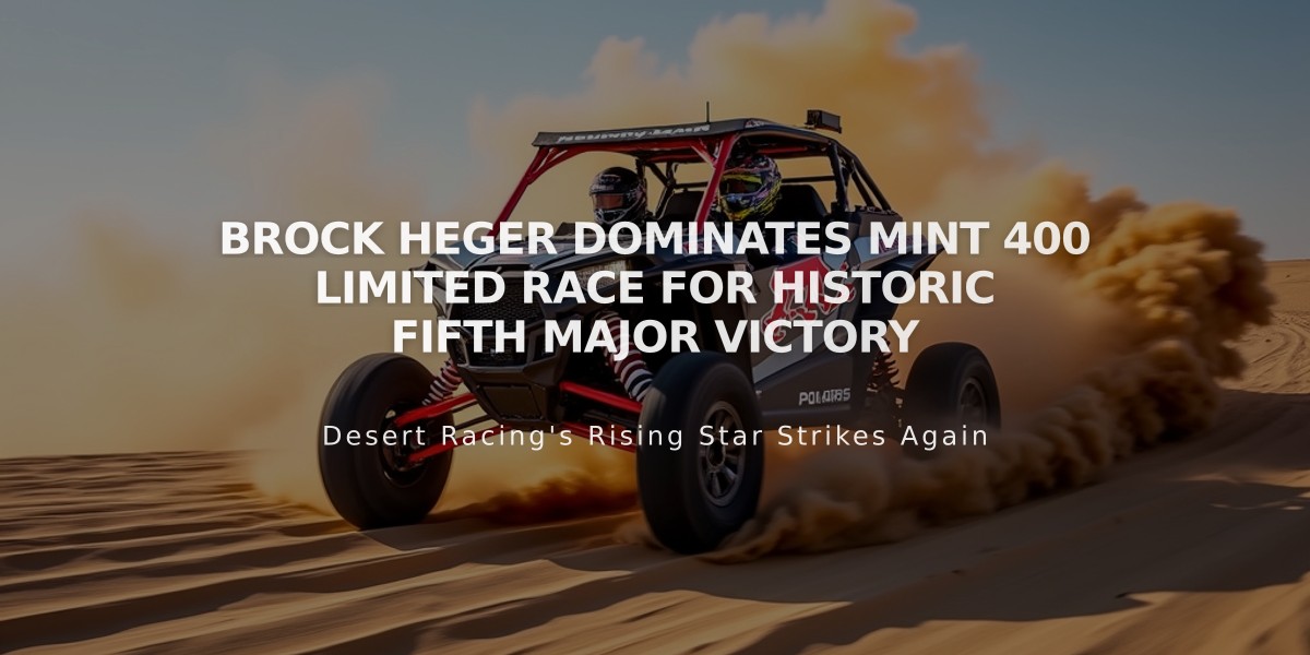 Brock Heger Dominates Mint 400 Limited Race for Historic Fifth Major Victory