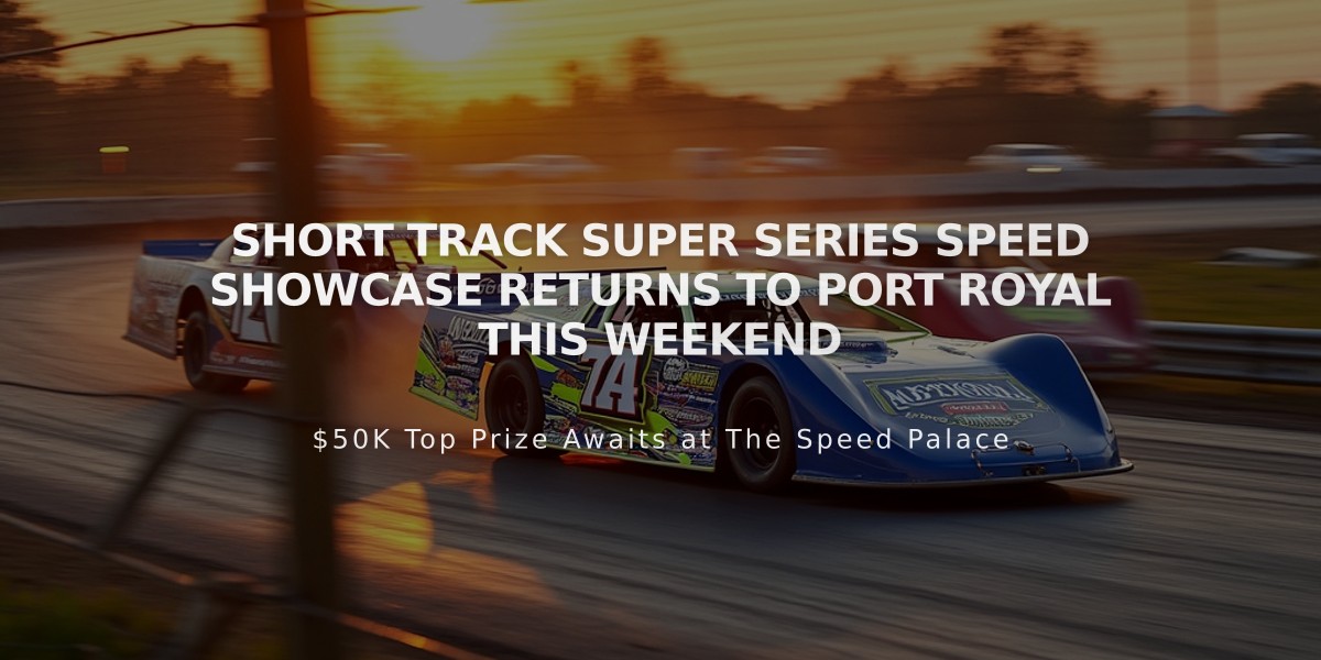 Short Track Super Series Speed Showcase Returns to Port Royal This Weekend