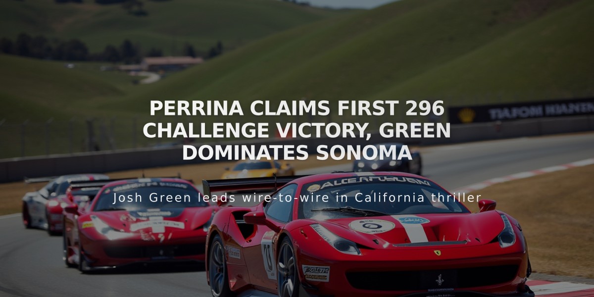 Perrina Claims First 296 Challenge Victory, Green Dominates Sonoma