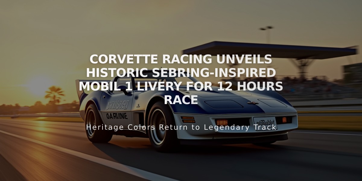 Corvette Racing Unveils Historic Sebring-Inspired Mobil 1 Livery for 12 Hours Race