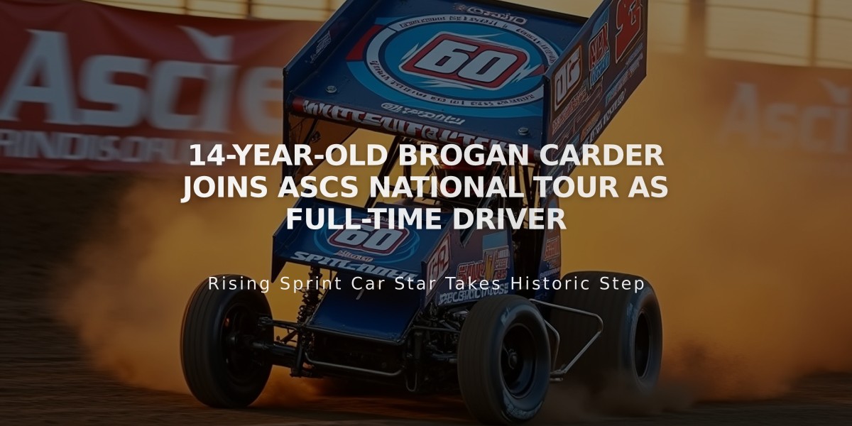 14-Year-Old Brogan Carder Joins ASCS National Tour as Full-Time Driver