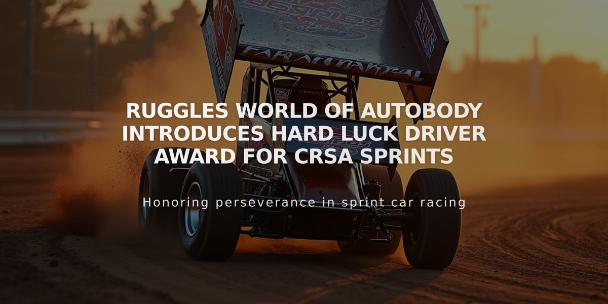 Ruggles World of Autobody Introduces Hard Luck Driver Award for CRSA Sprints